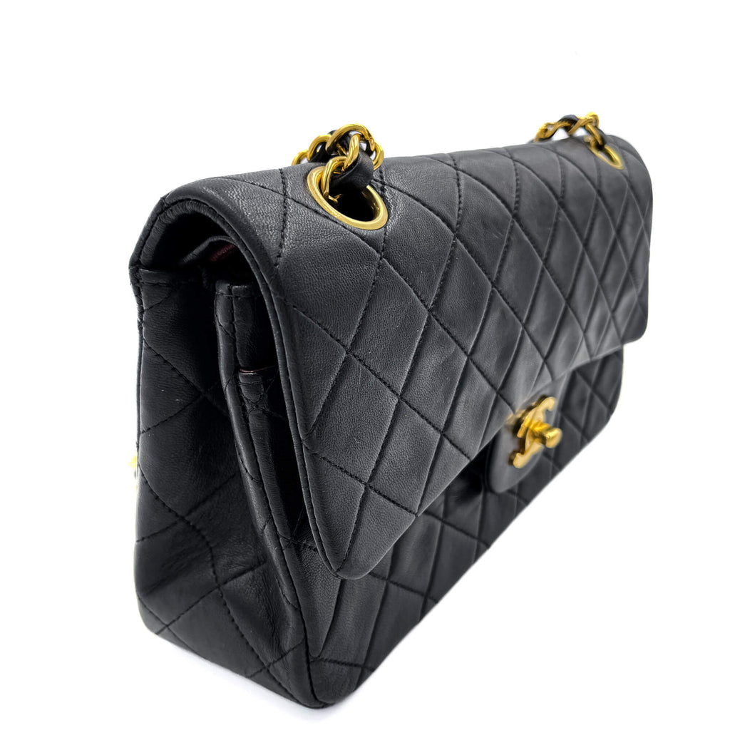 Classic Double Flap Chain Bag Black Leather Small