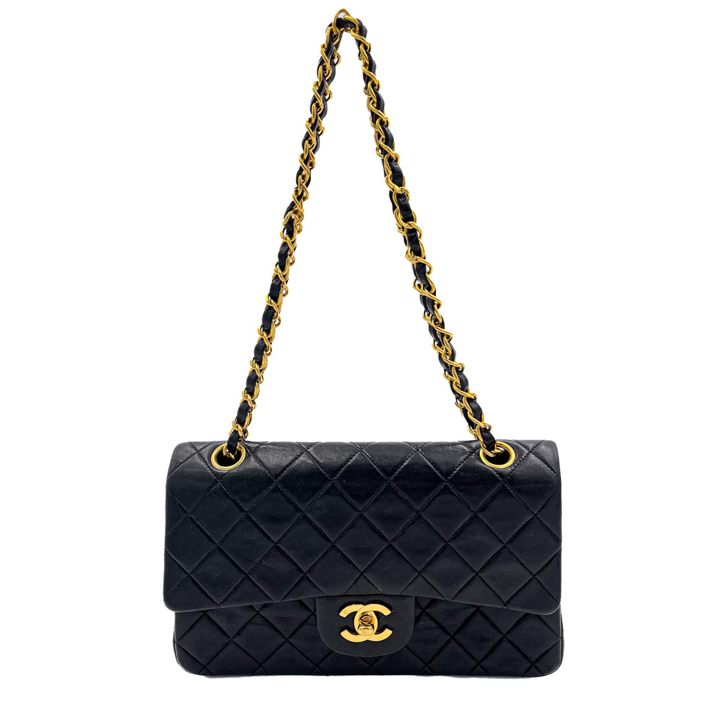 Classic Double Flap Chain Bag Black Leather Small