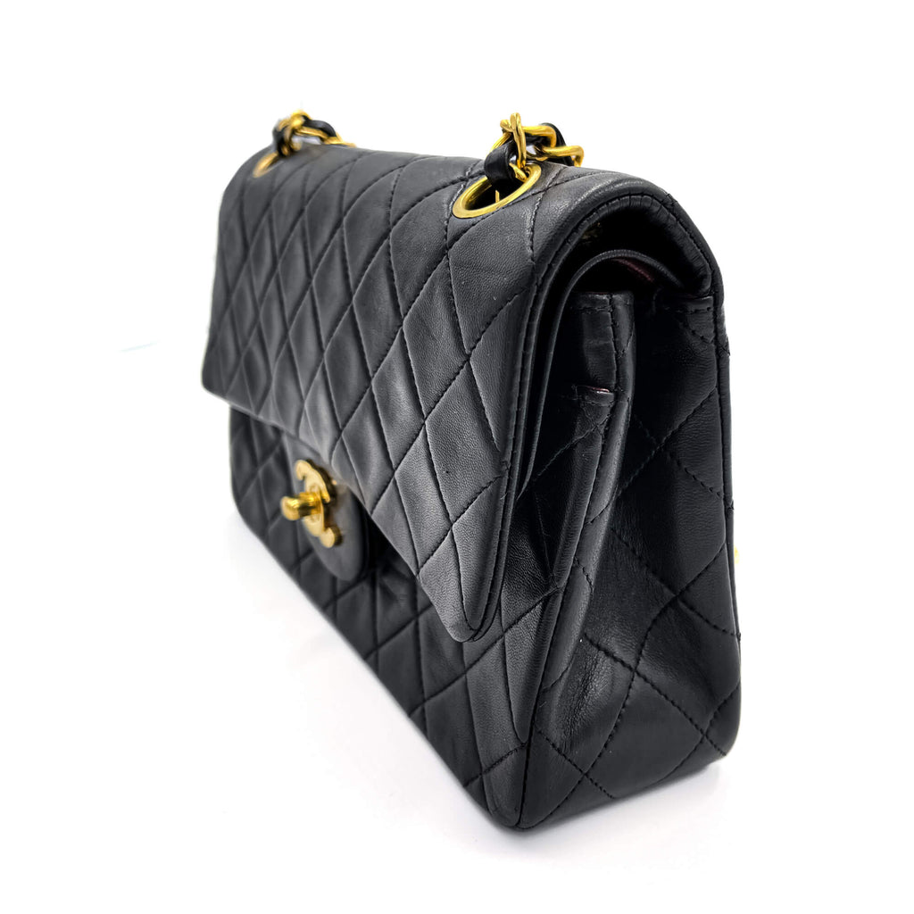Classic Double Flap Chain Bag Black Leather Small