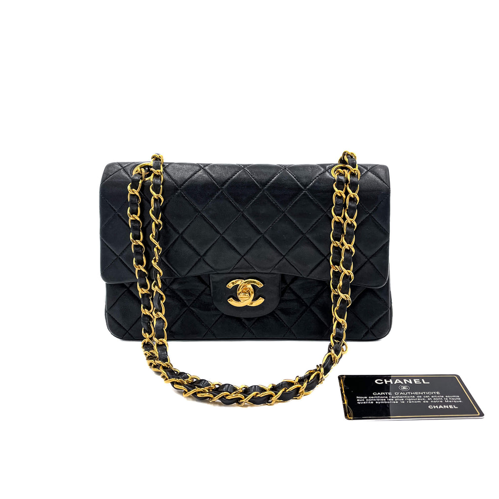 Classic Double Flap Chain Bag Black Leather Small