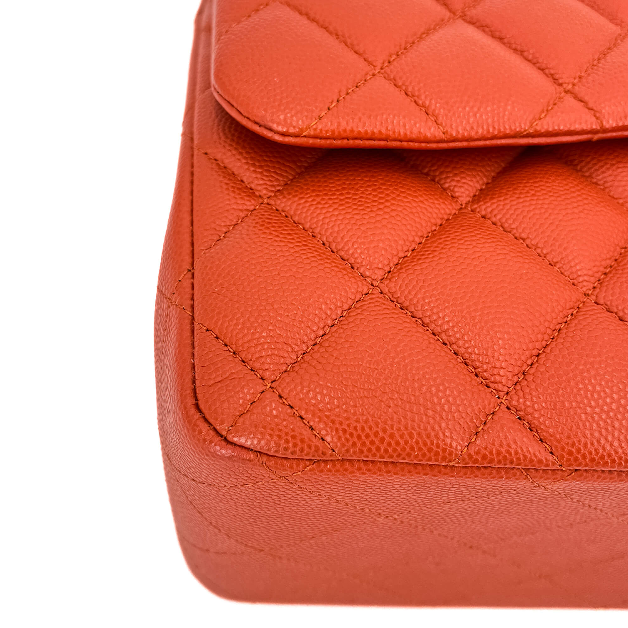 Classic Double Flap Jumbo Caviar Leather Chain Bag Orange