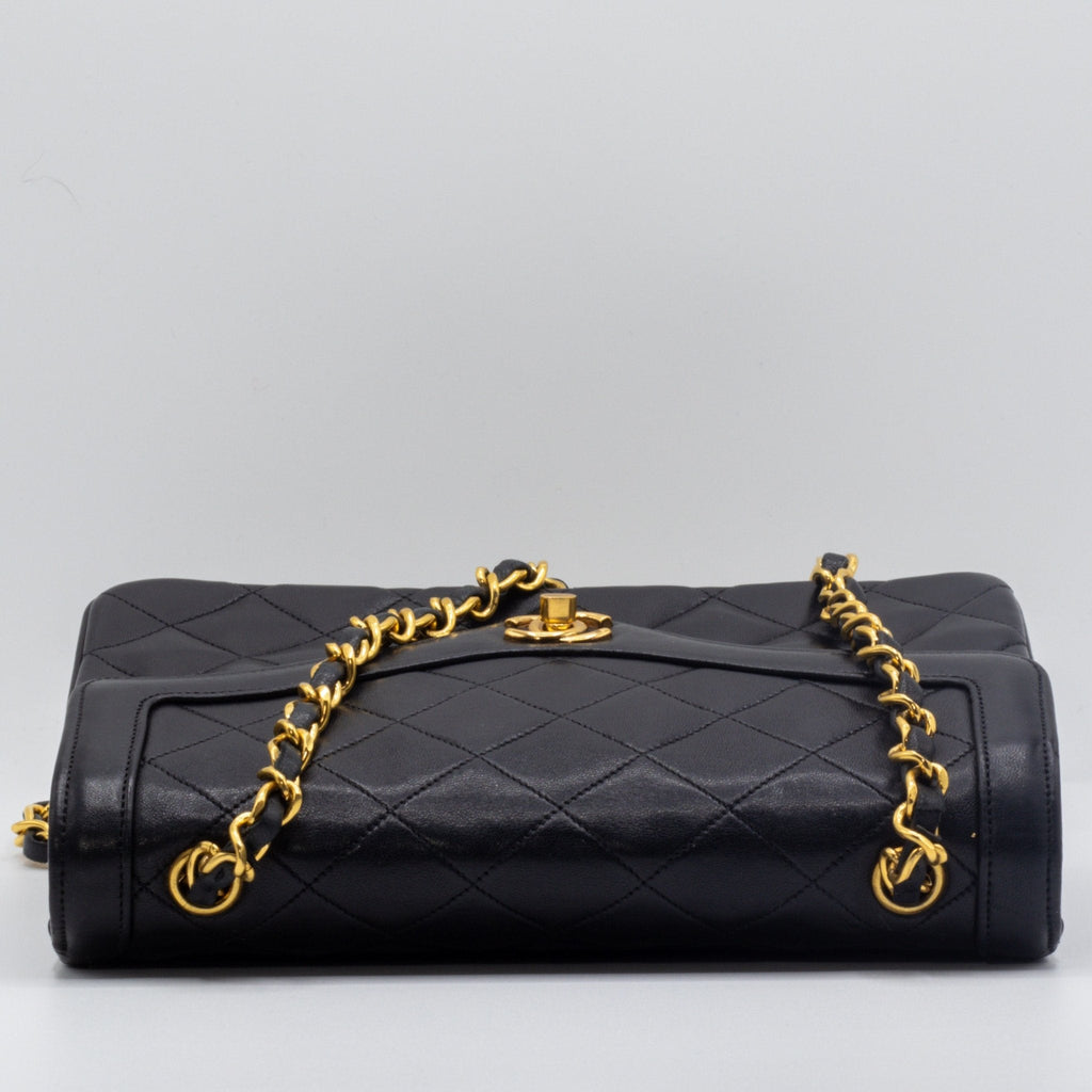Classic Flap Bag in Black Matelassé Leather