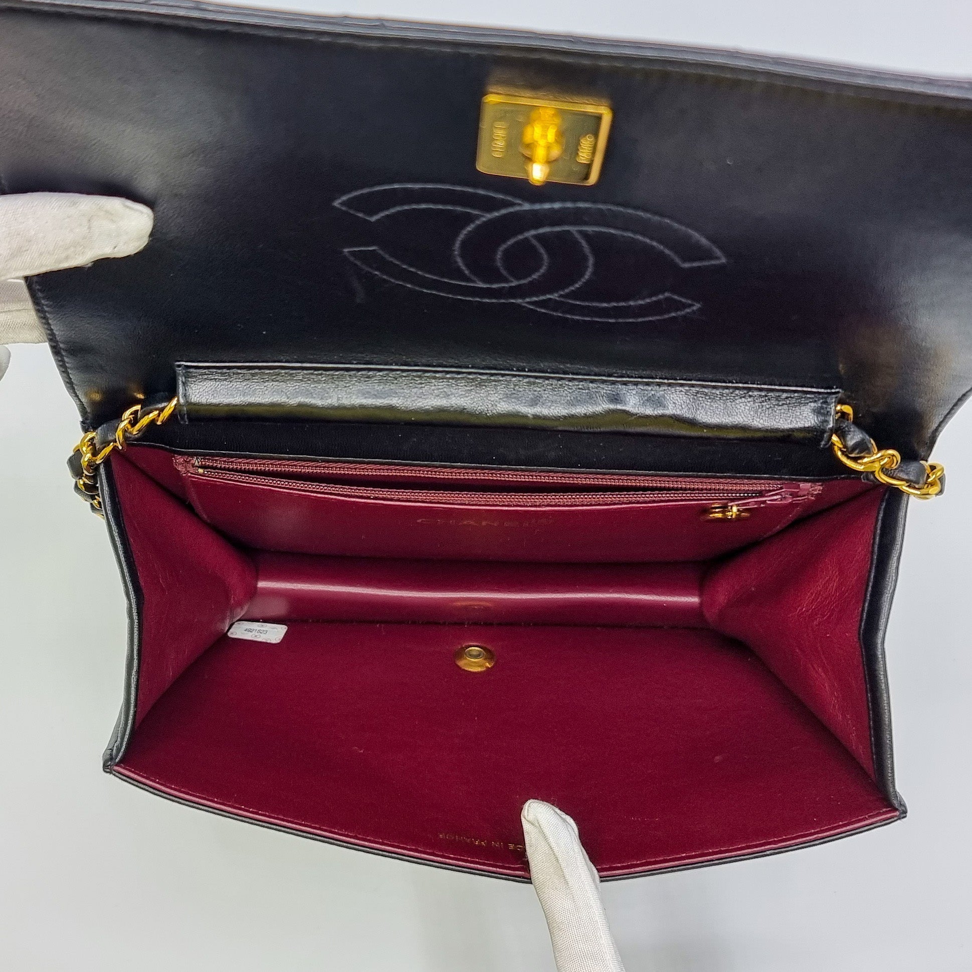Full Flap Lambskin Leather Shoulder Bag Vintage