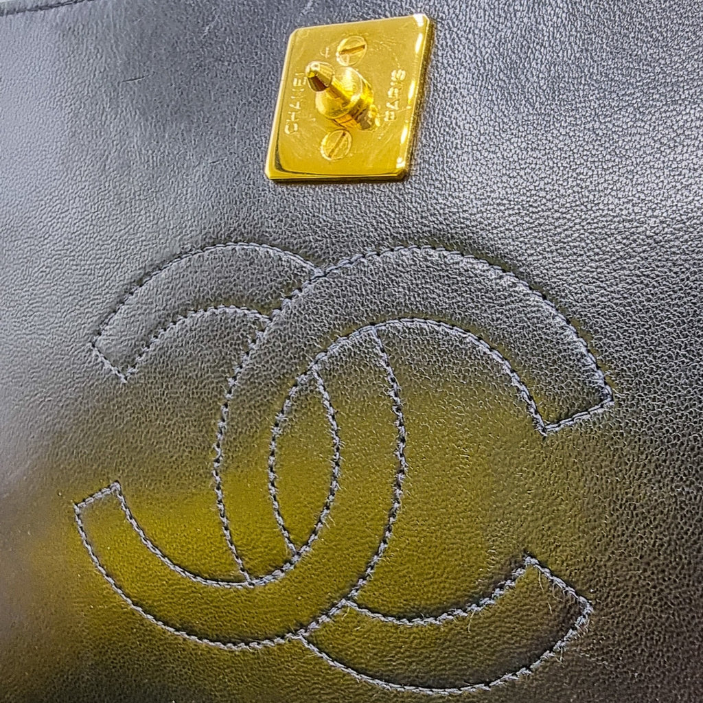 Full Flap Lambskin Leather Shoulder Bag Vintage