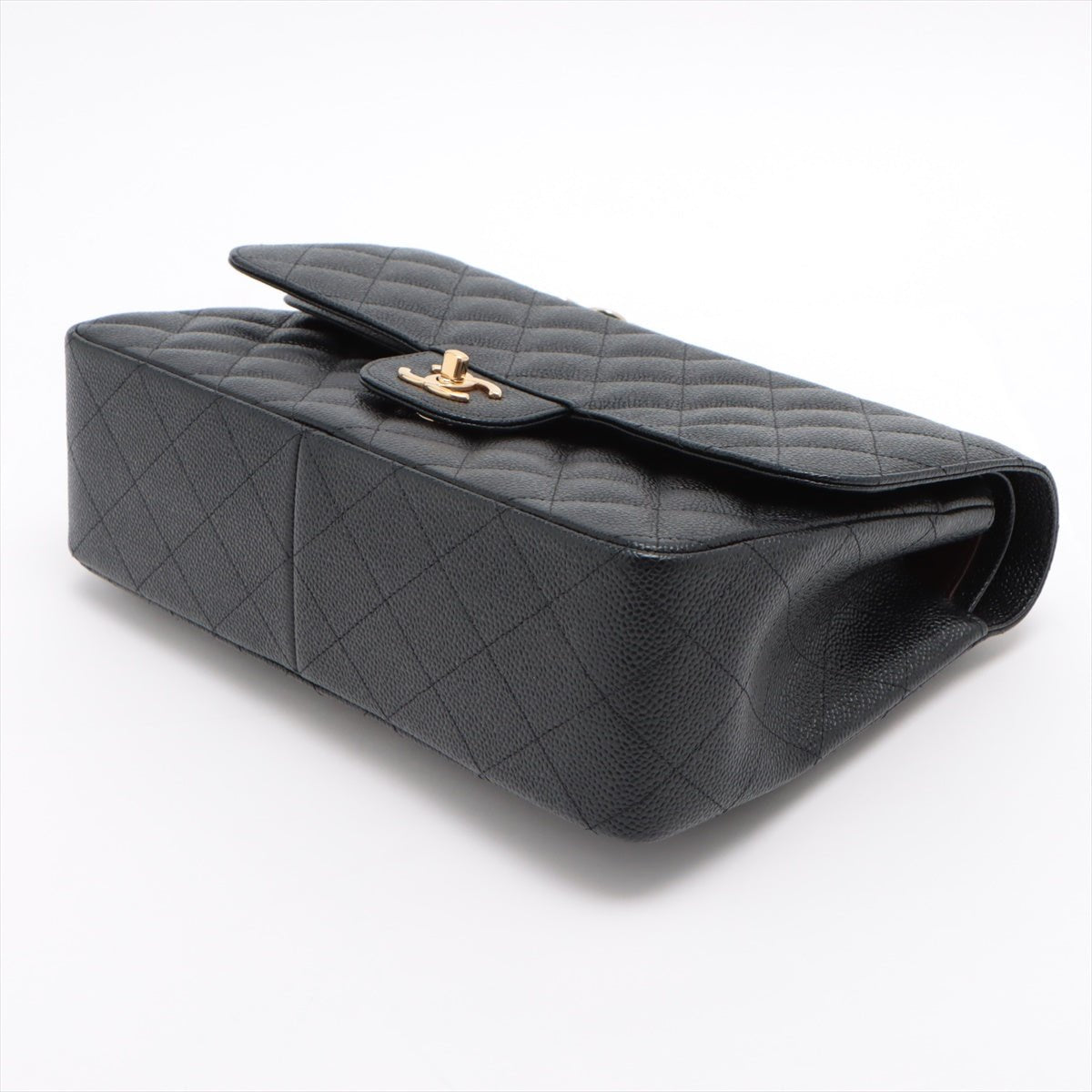 Jumbo Classic Double Flap Black Caviar Leather