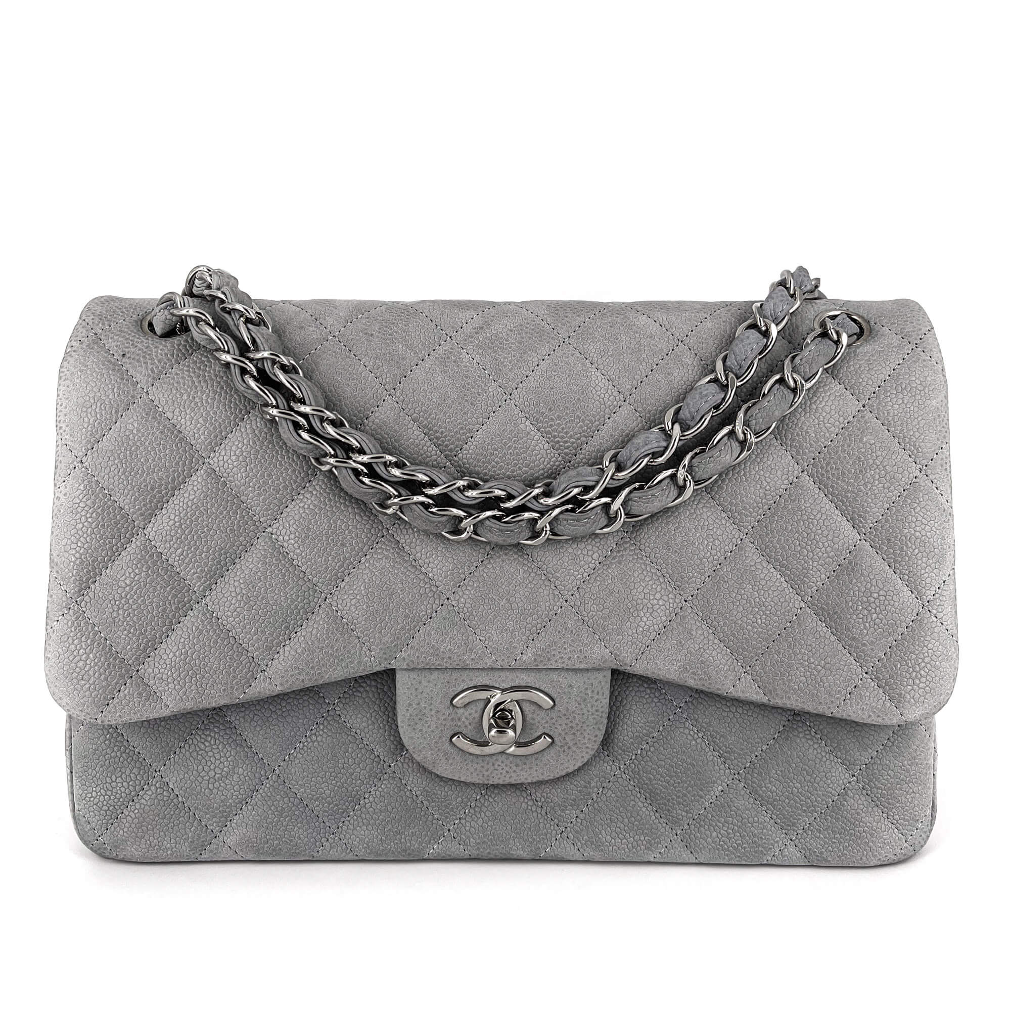 Jumbo Classic Double Flap Grey Caviar Leather SiLouis Vuittoner