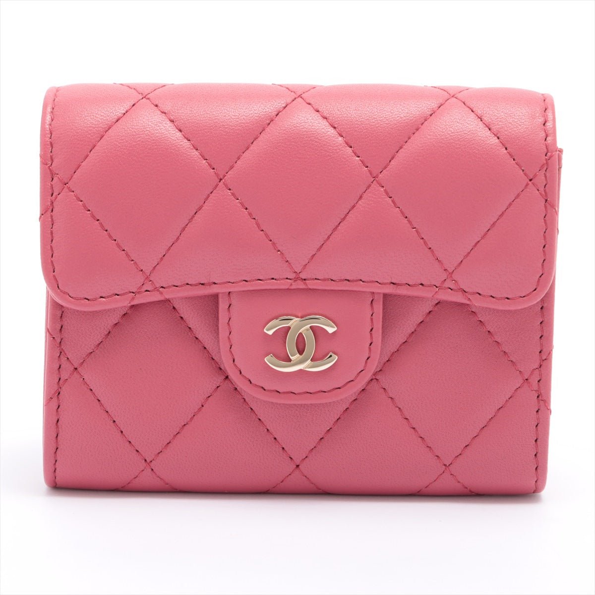 Mini Clutch With Chain in Pink Matelasse Lambskin and Gold