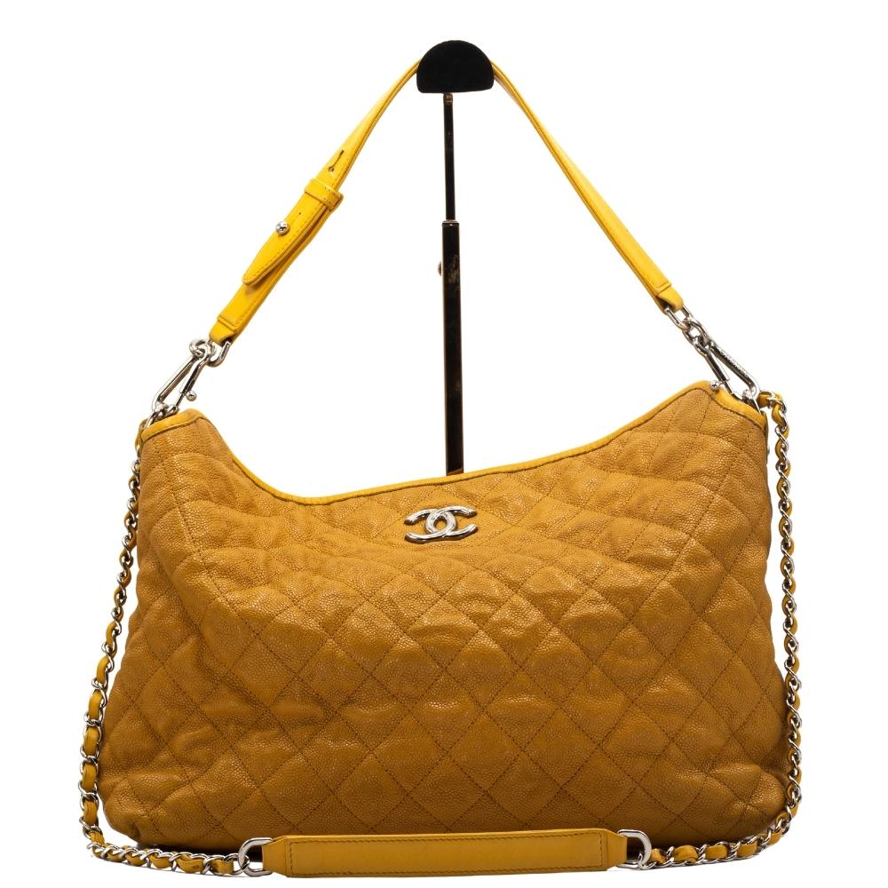 Shoulder Bag Yellow Caviar Leather