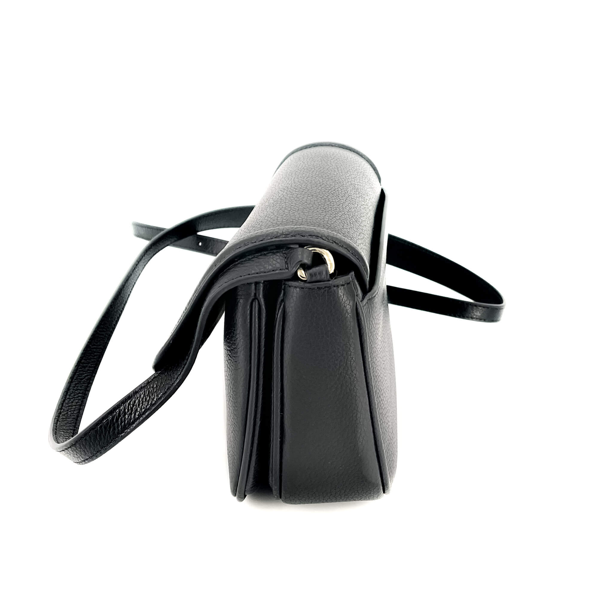 Squared Leather Crossbody Black