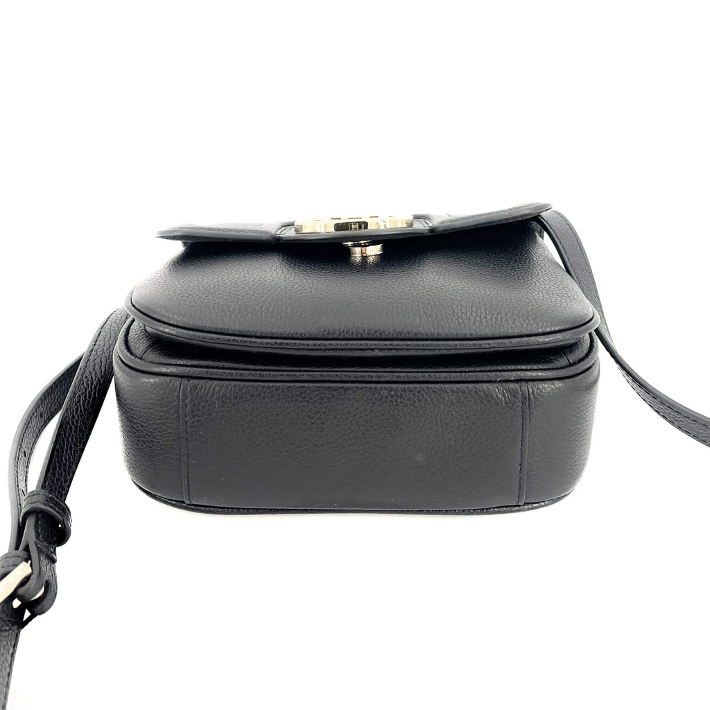 Squared Leather Crossbody Black