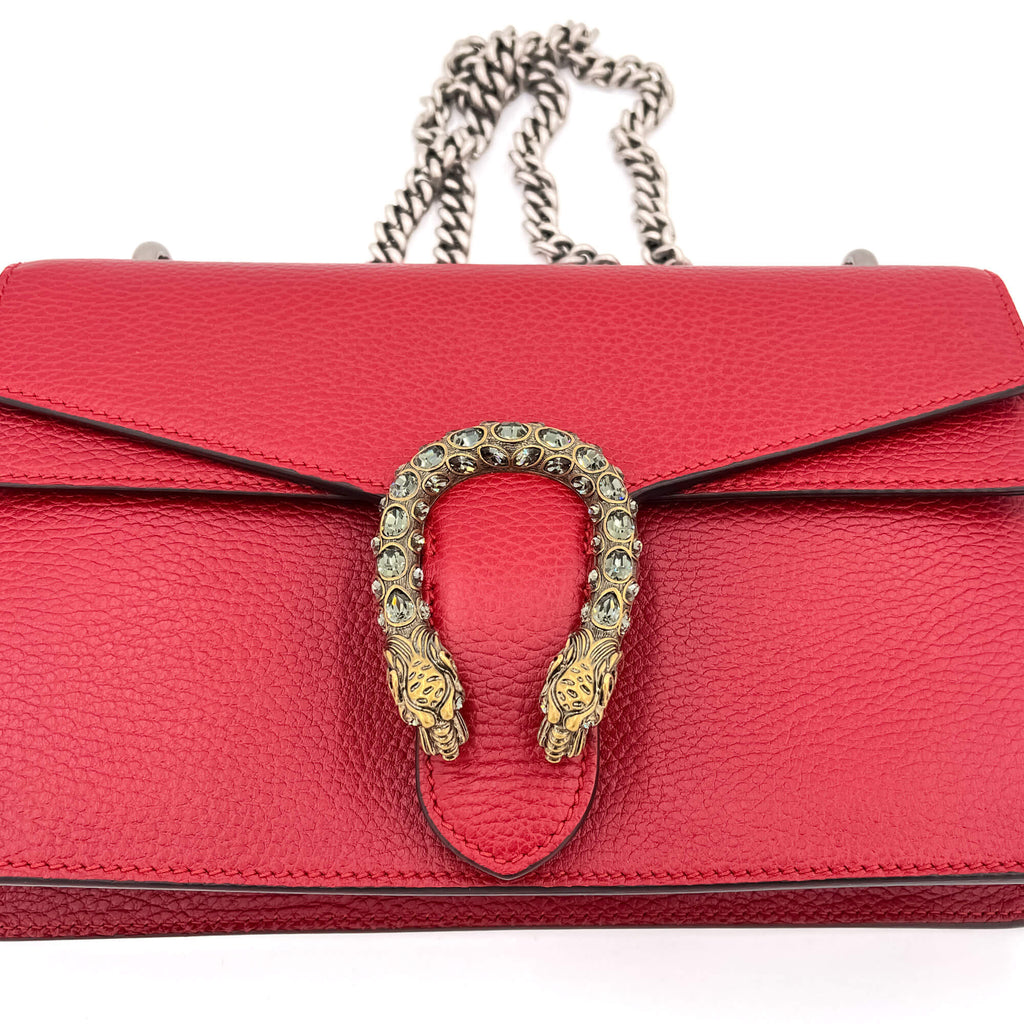 Dionysus GG Small Leather Chain Shoulder Bag Red