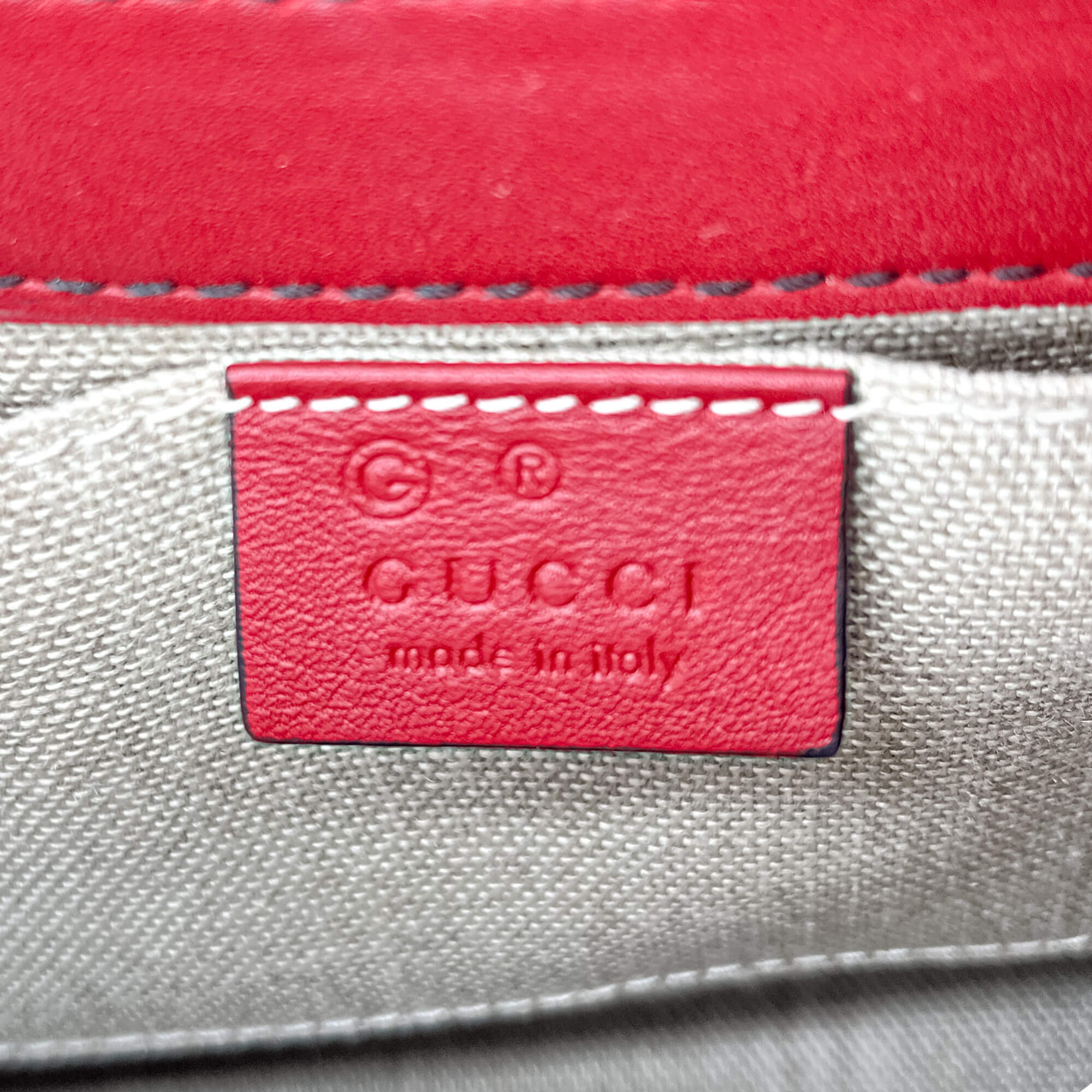 Emily Guccissima Red Leather Chain Shoulder Bag