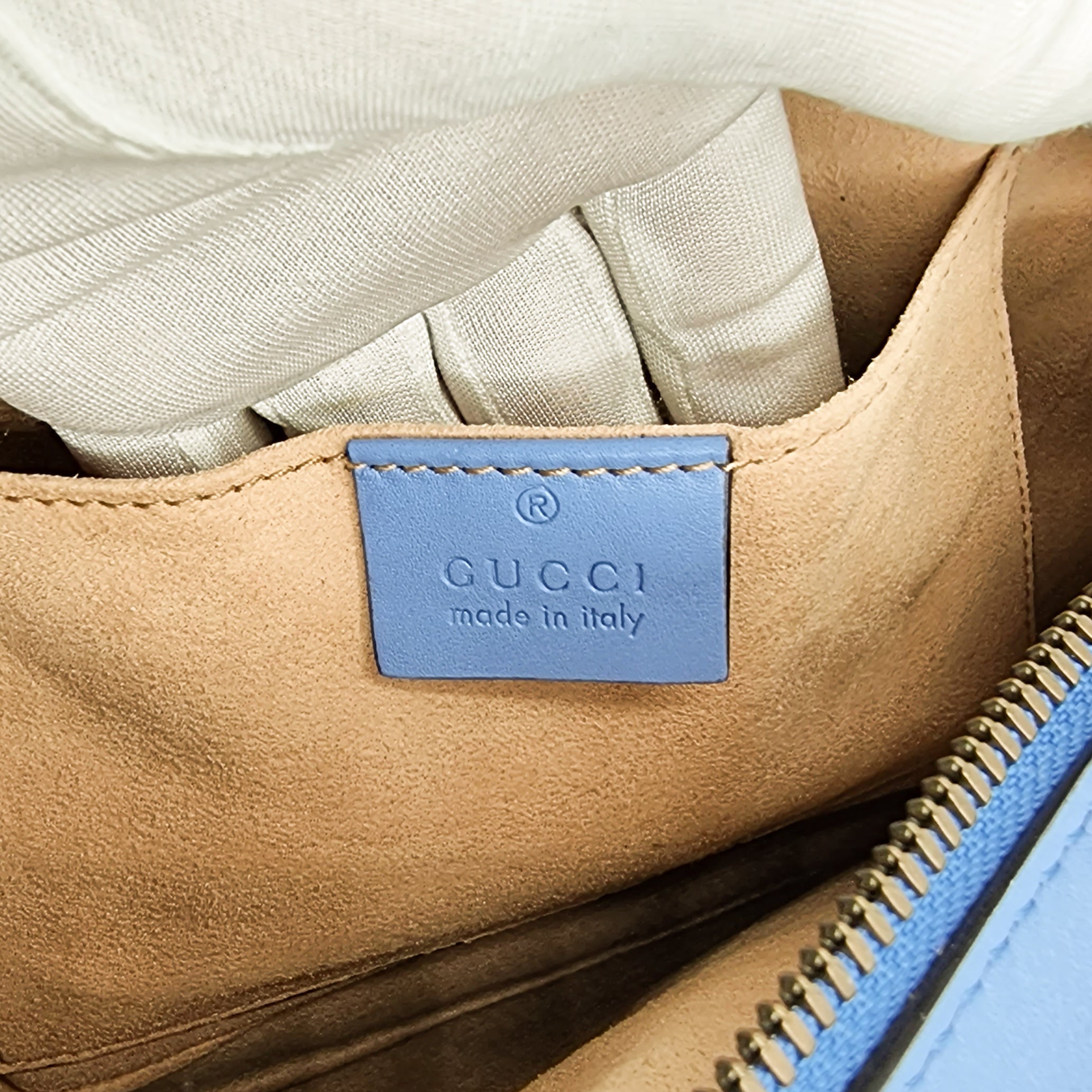 Gucci Blue Marmont Crossbody Bag Matelassé Leather