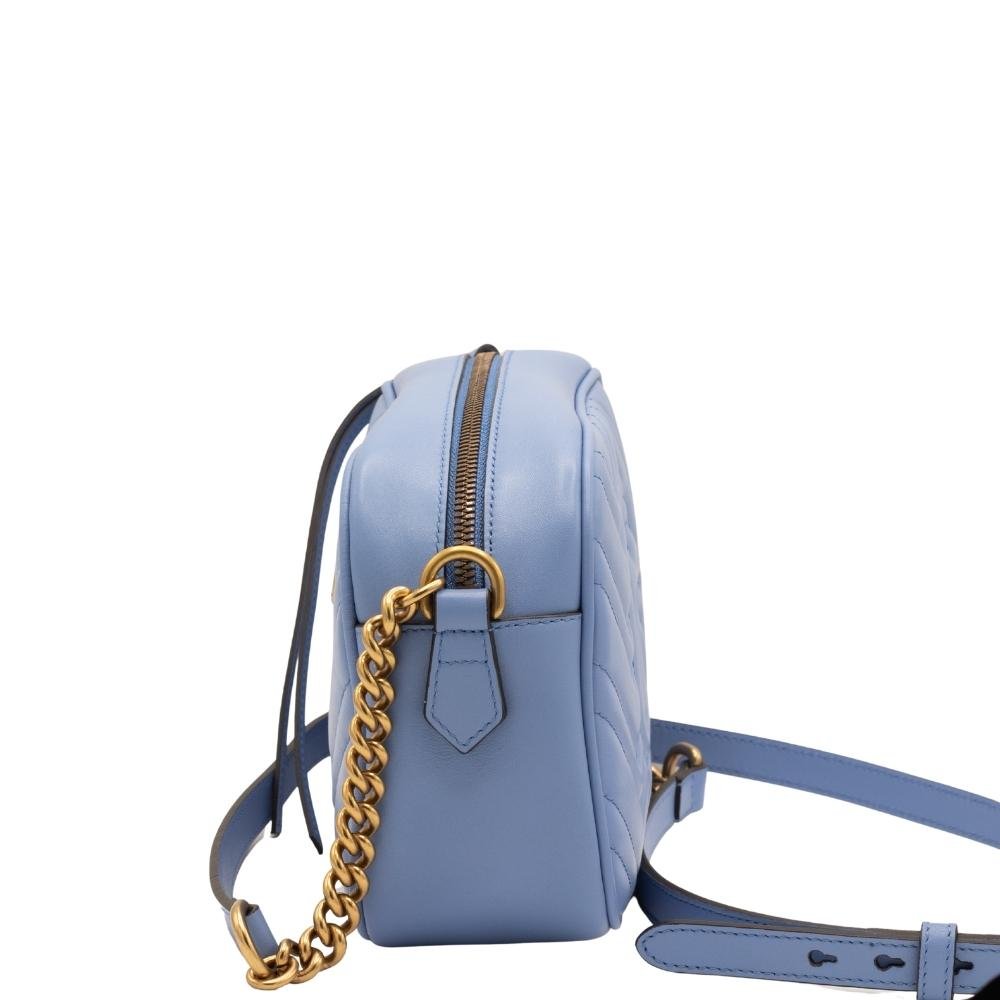 Gucci Blue Marmont Crossbody Bag Matelassé Leather