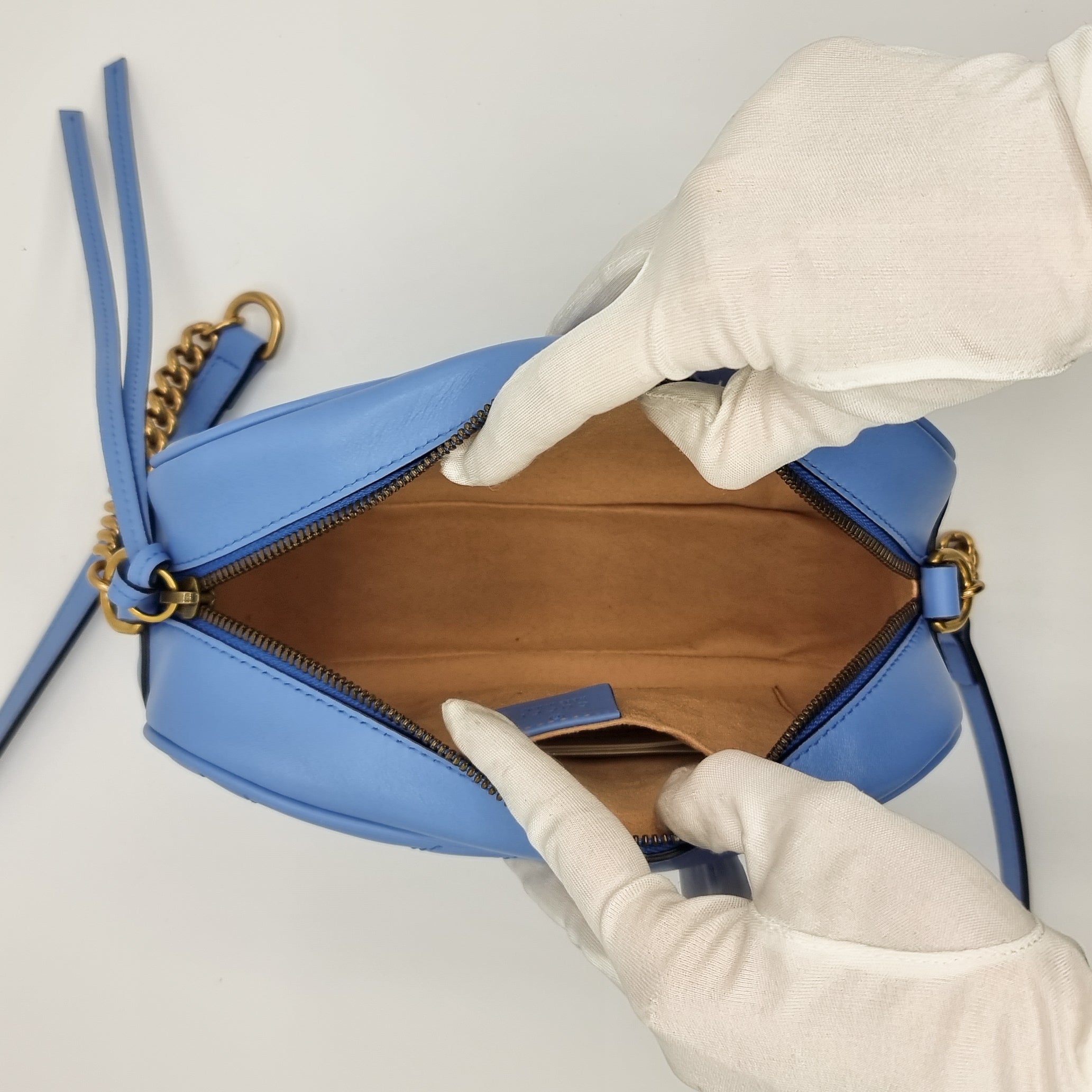 Gucci Blue Marmont Crossbody Bag Matelassé Leather