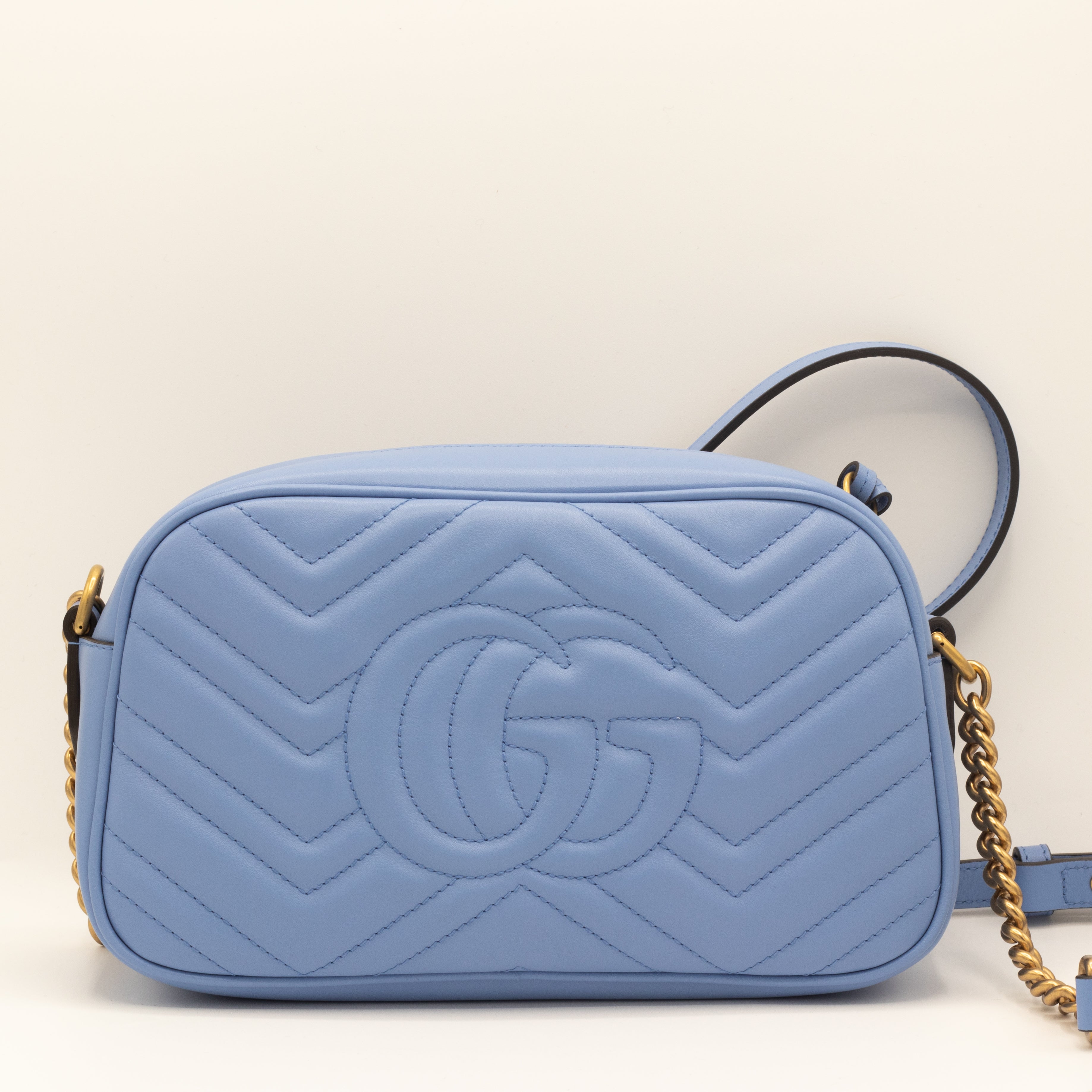 Gucci Blue Marmont Crossbody Bag Matelassé Leather