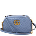 Gucci Blue Marmont Crossbody Bag Matelassé Leather
