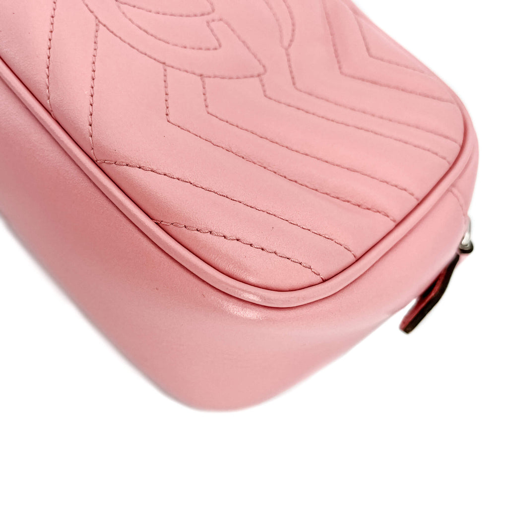 Gucci Light Pink Marmont Crossbody Bag Matelassé Leather