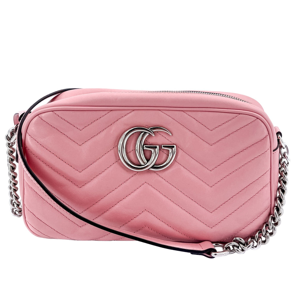 Gucci Light Pink Marmont Crossbody Bag Matelassé Leather