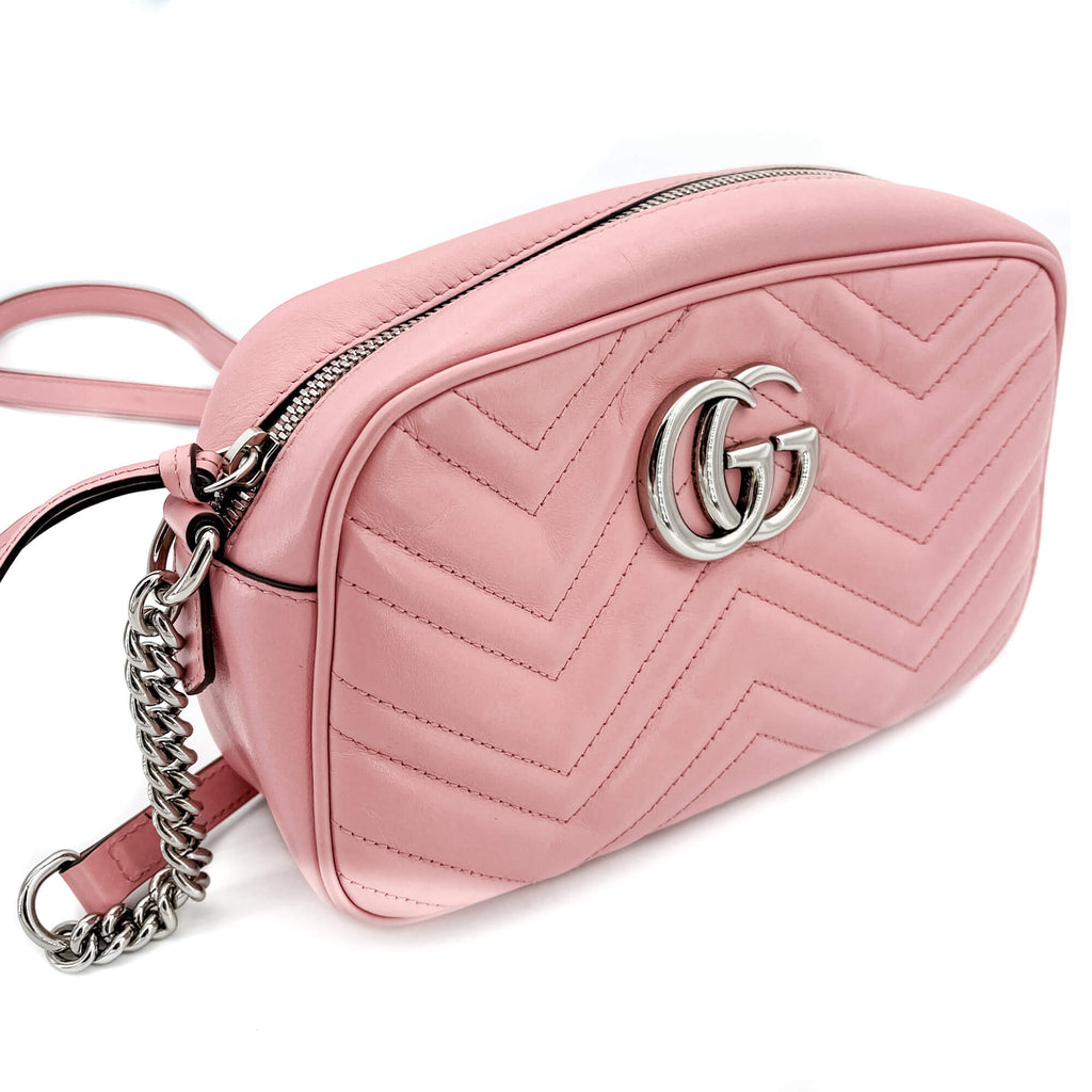 Gucci Light Pink Marmont Crossbody Bag Matelassé Leather
