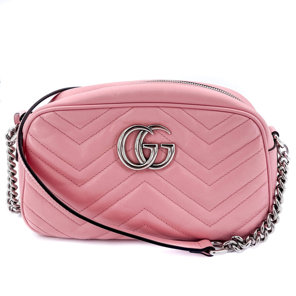 Gucci Light Pink Marmont Crossbody Bag Matelassé Leather