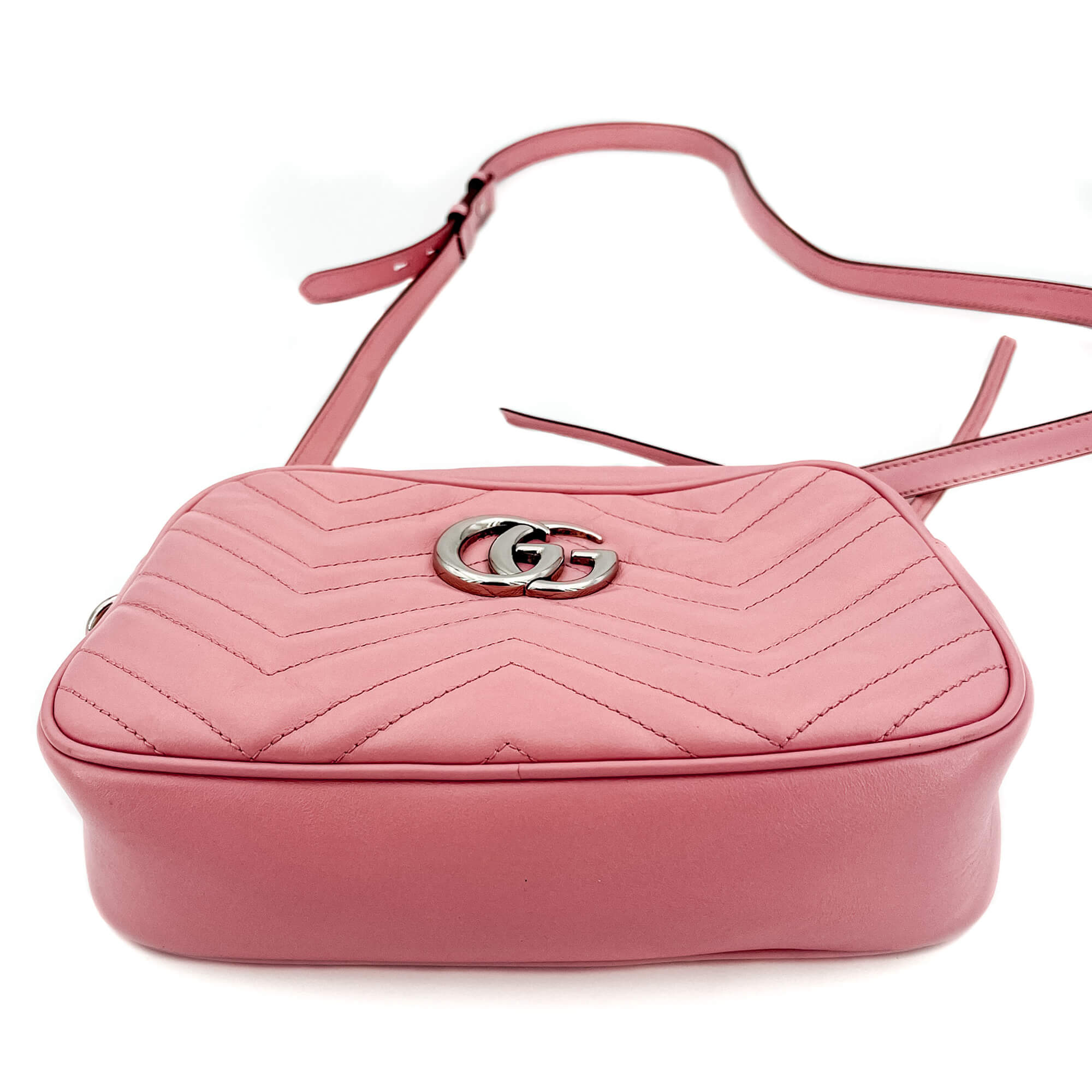 Gucci Light Pink Marmont Crossbody Bag Matelassé Leather