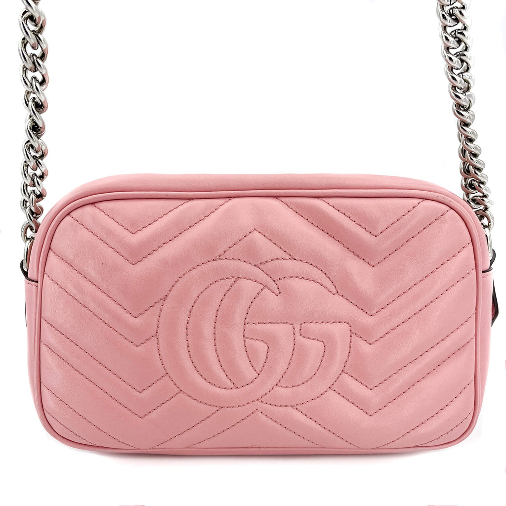 Gucci Light Pink Marmont Crossbody Bag Matelassé Leather