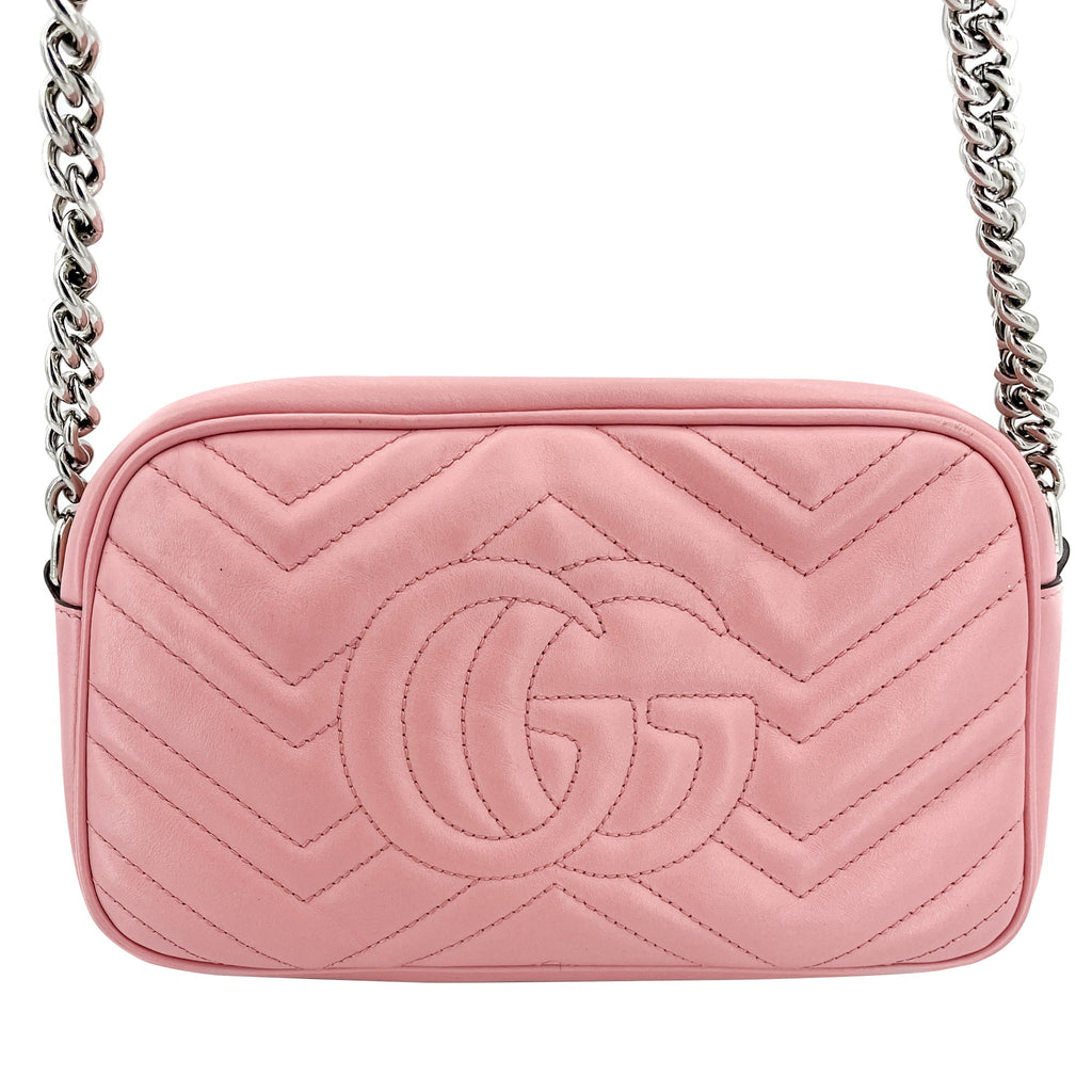 Gucci Light Pink Marmont Crossbody Bag Matelassé Leather