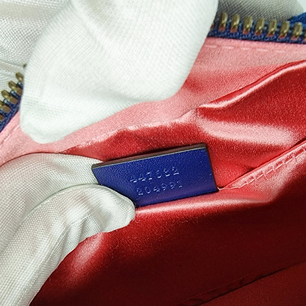 GG Marmont Blue Suede Small Matelassé Shoulder Bag