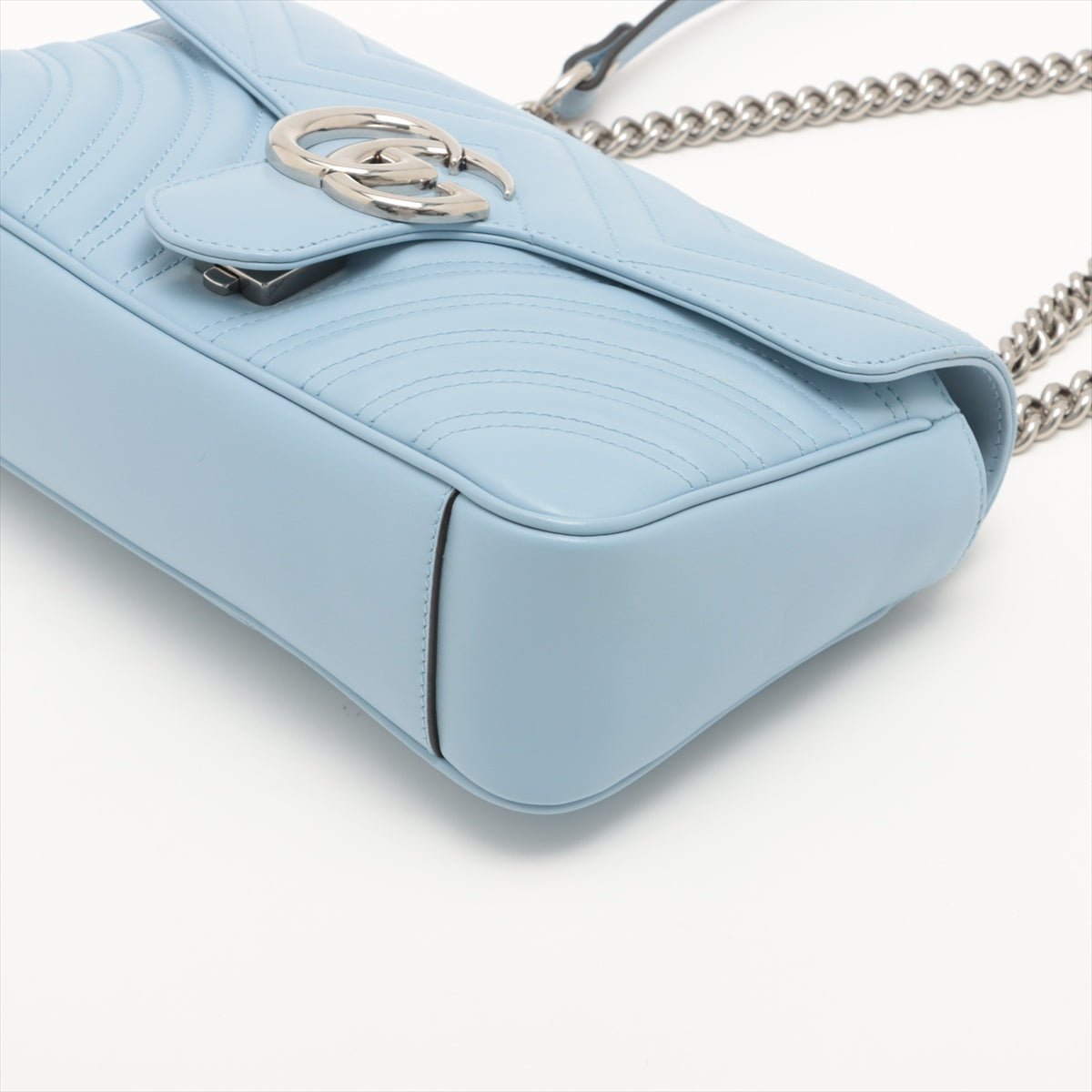 GG Marmont Leather Chain Shoulder Bag Azure