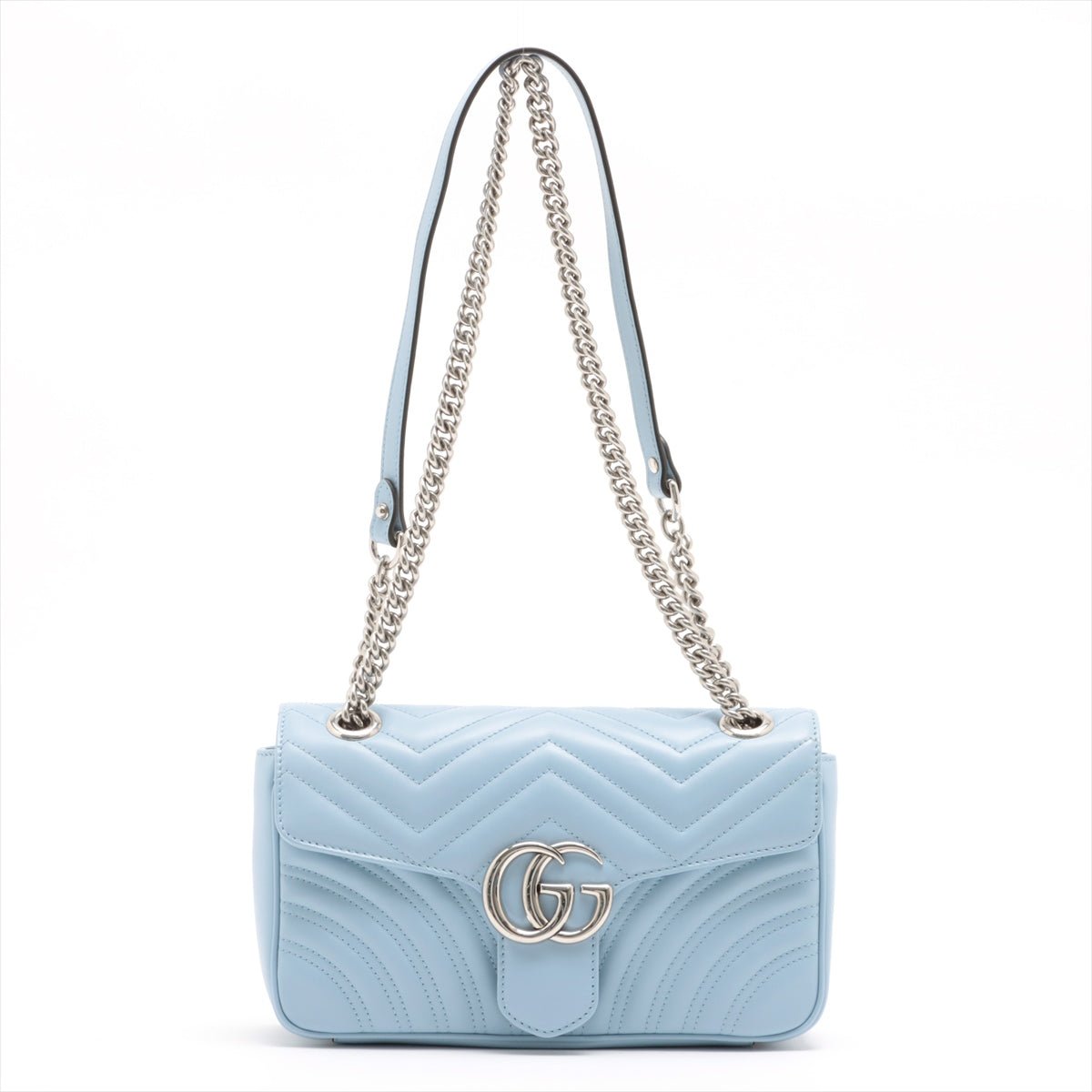 GG Marmont Leather Chain Shoulder Bag Azure