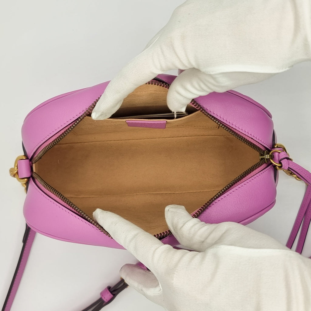 Gucci Pink Marmont Crossbody Bag Matelassé Leather