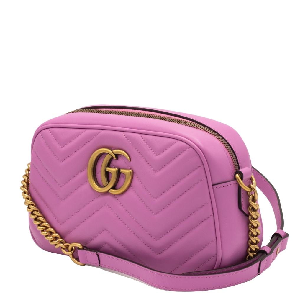 Gucci Pink Marmont Crossbody Bag Matelassé Leather