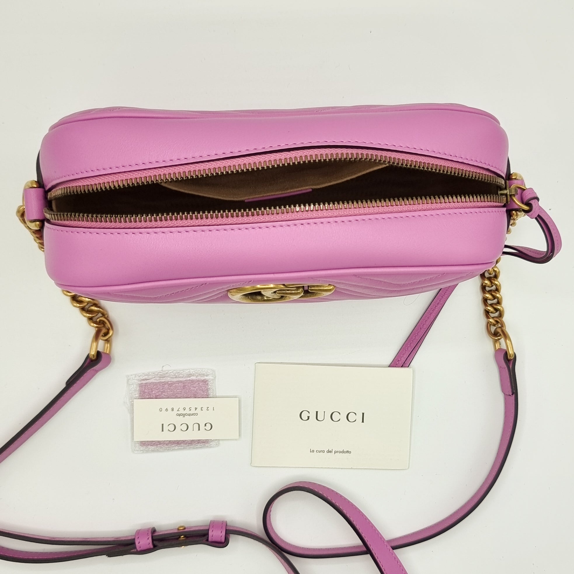 Gucci Pink Marmont Crossbody Bag Matelassé Leather