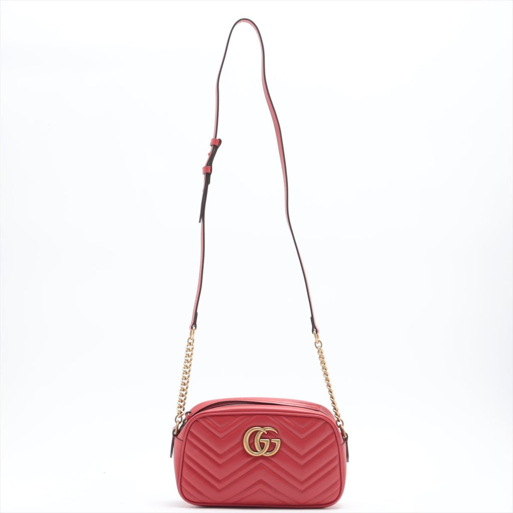 Gucci Gucci Red Marmont Crossbody Bag Matelassé Leather