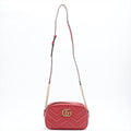 Gucci Gucci Red Marmont Crossbody Bag Matelassé Leather