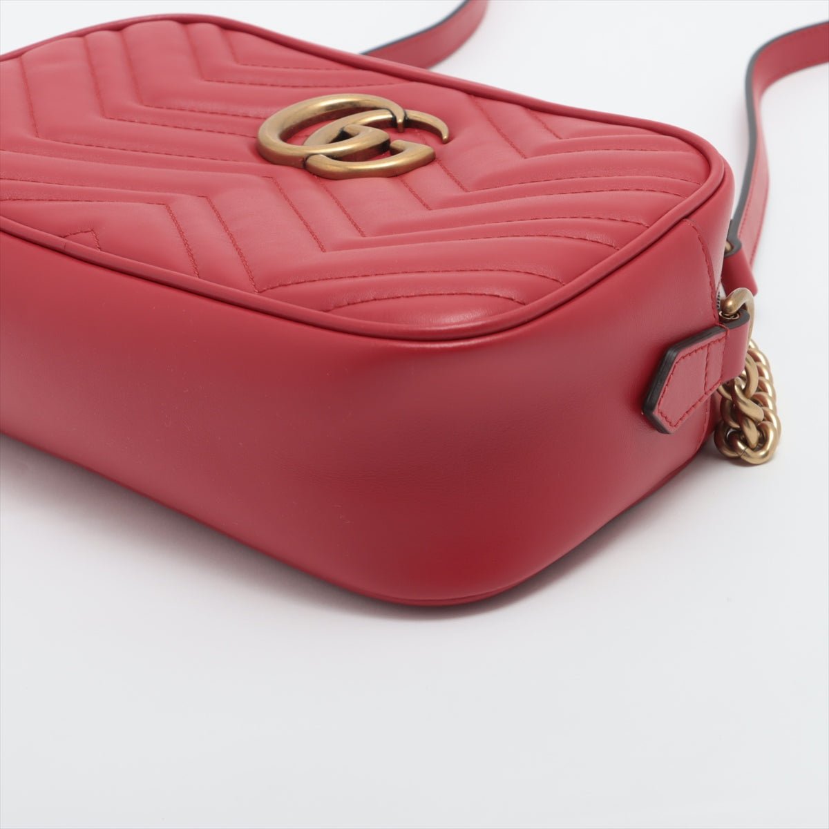 Gucci Gucci Red Marmont Crossbody Bag Matelassé Leather