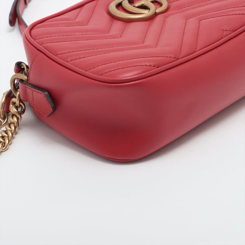 Gucci Gucci Red Marmont Crossbody Bag Matelassé Leather