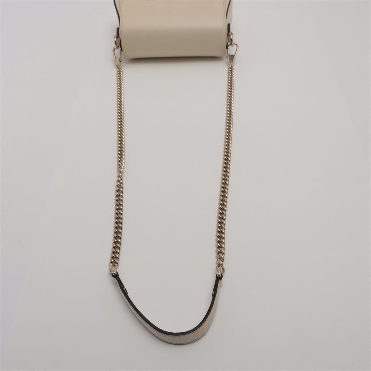 Interlocking GG Leather Chain Shoulder Bag Beige