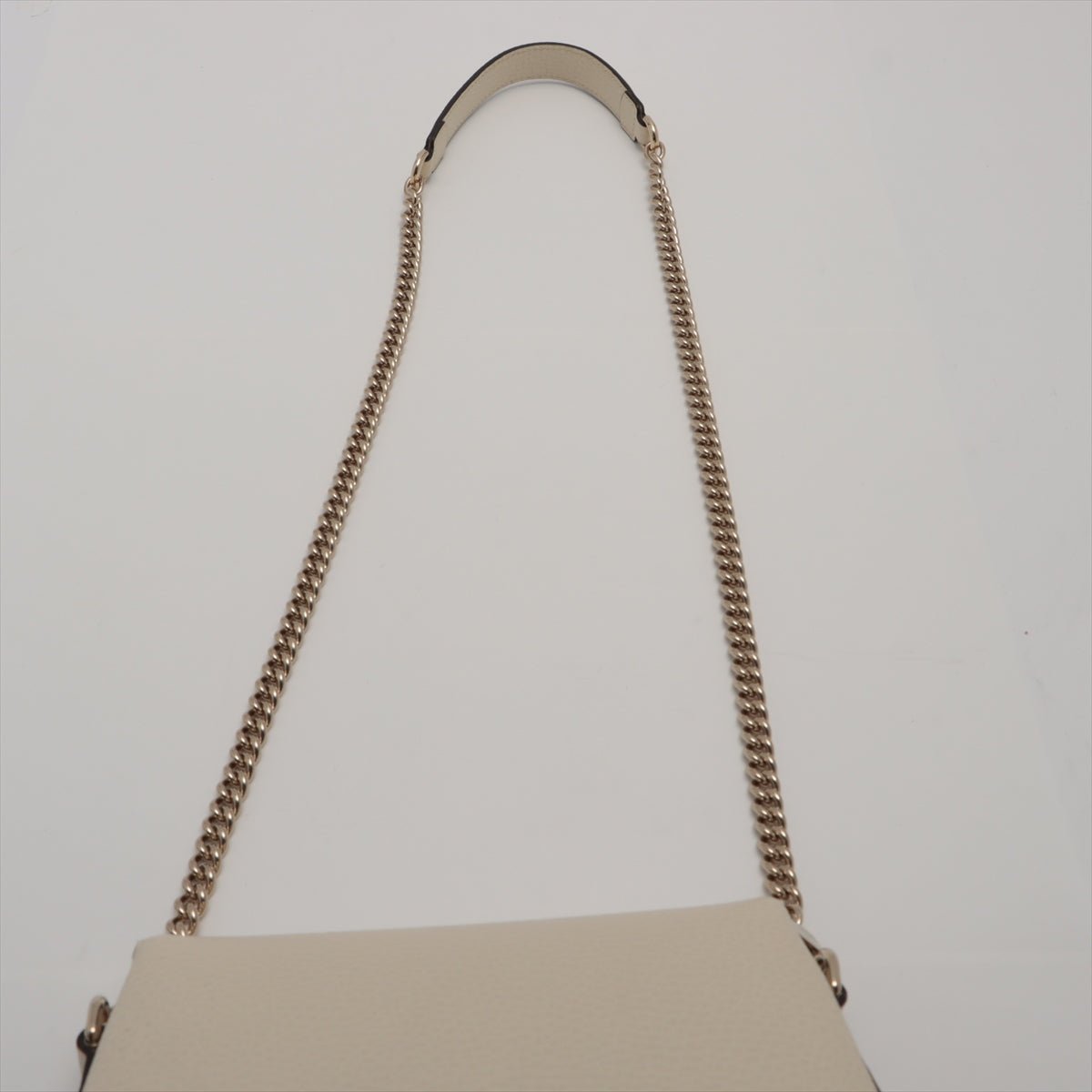 Interlocking GG Leather Chain Shoulder Bag Beige