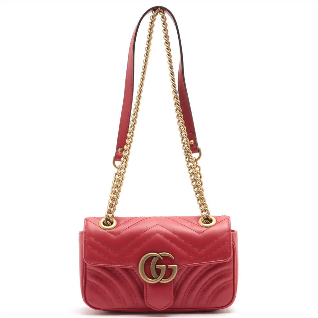 Marmont Mini GG Red Leather Shoulder Bag