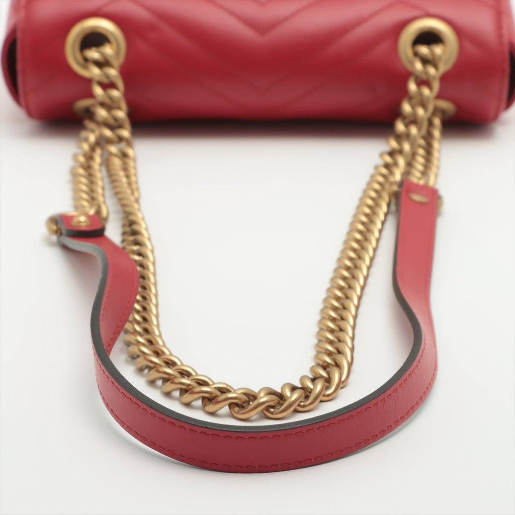 Marmont Mini GG Red Leather Shoulder Bag