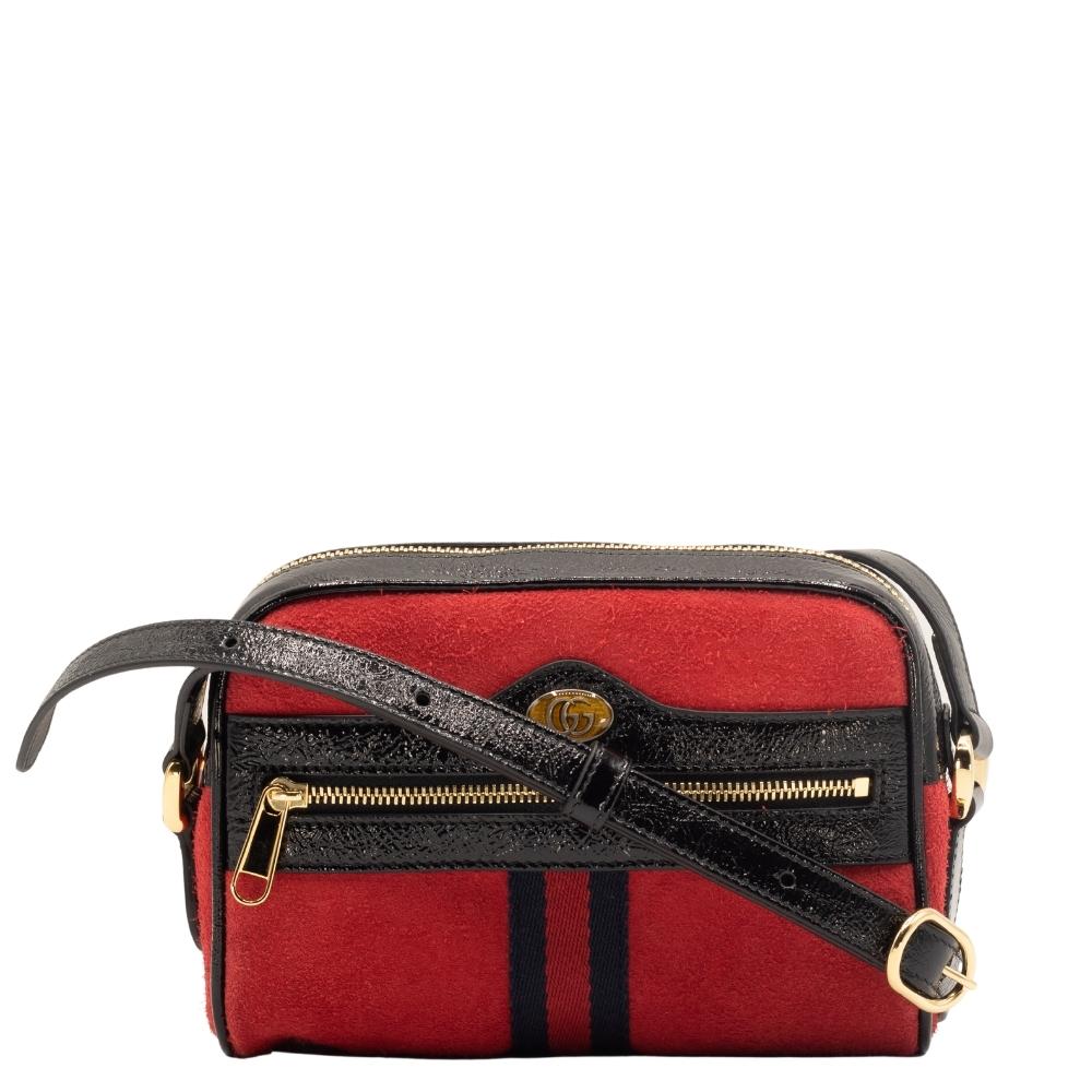 Ophidia Red Suede Small Shoulder Bag