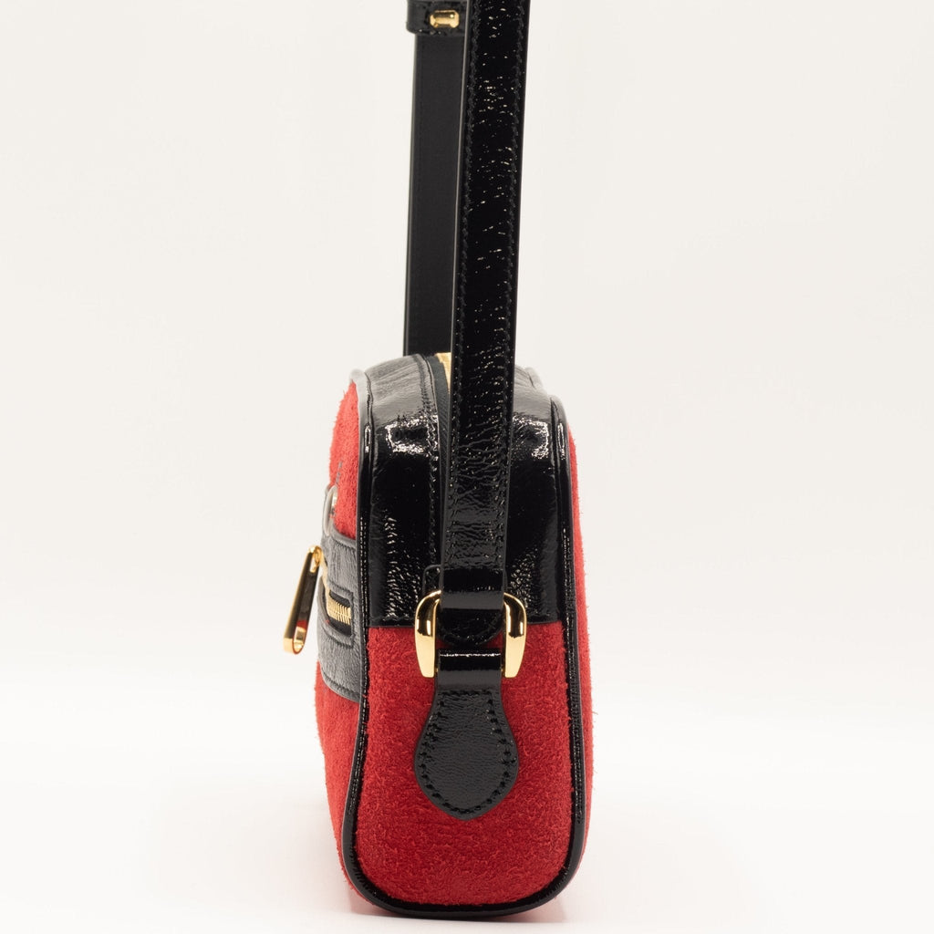 Ophidia Red Suede Small Shoulder Bag