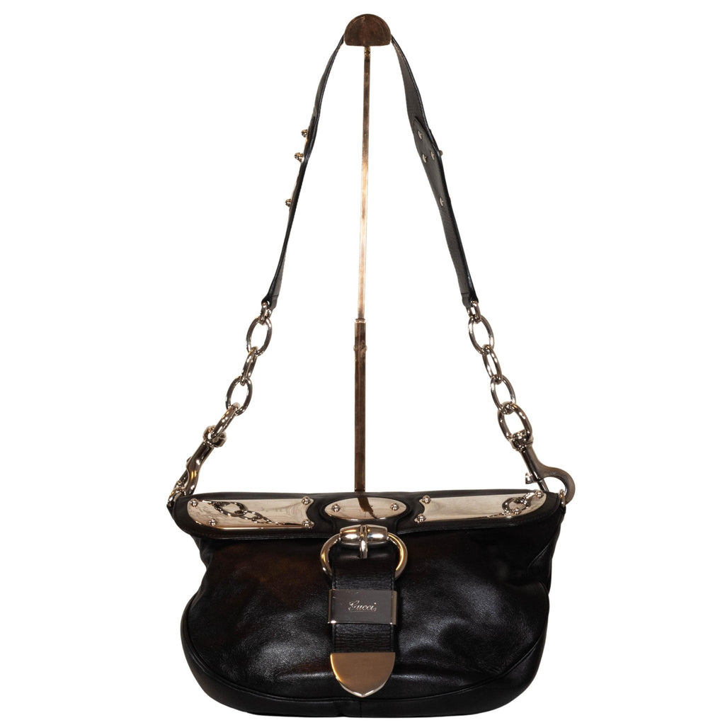 Romy Leather Medium Shoulder Bag Black
