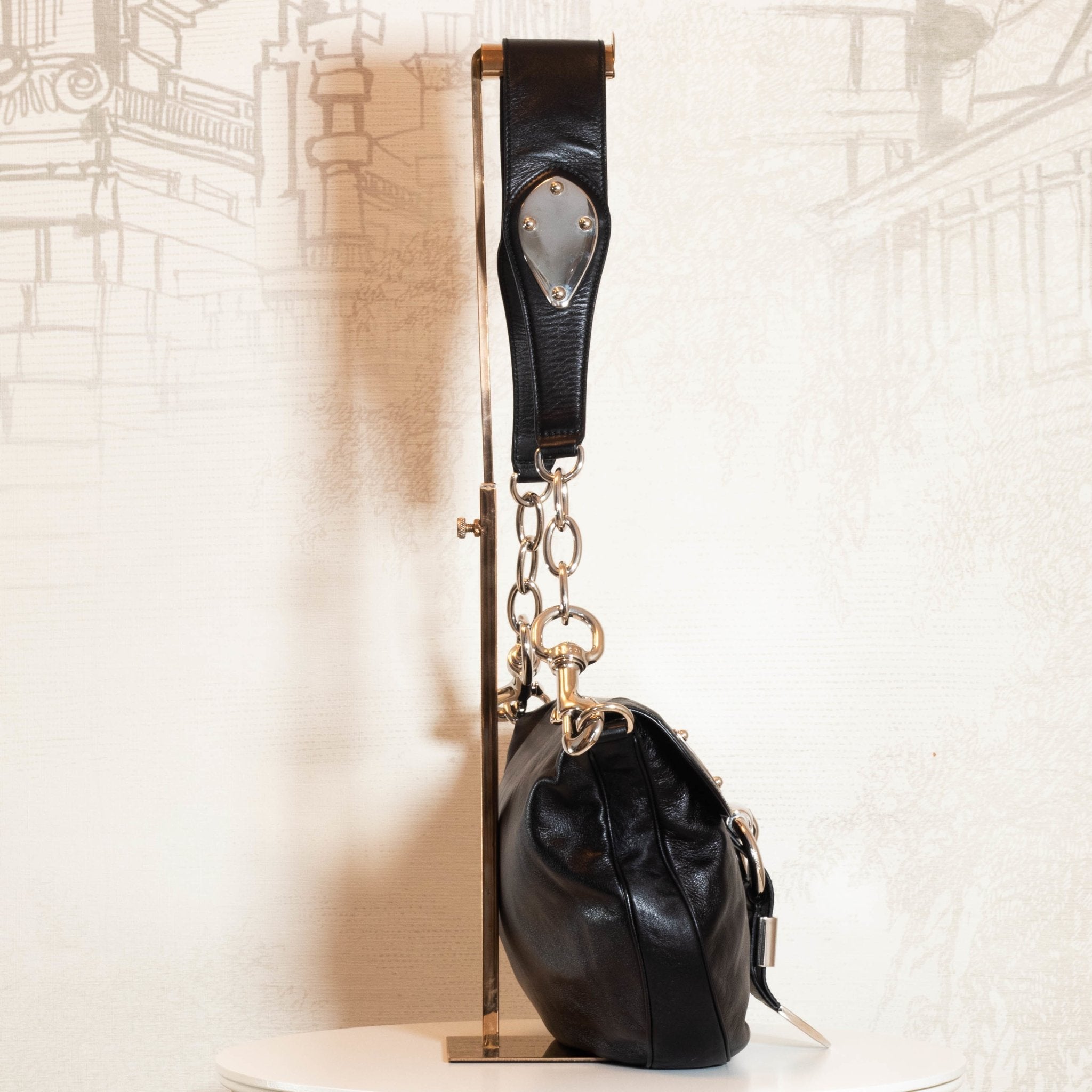 Romy Leather Medium Shoulder Bag Black