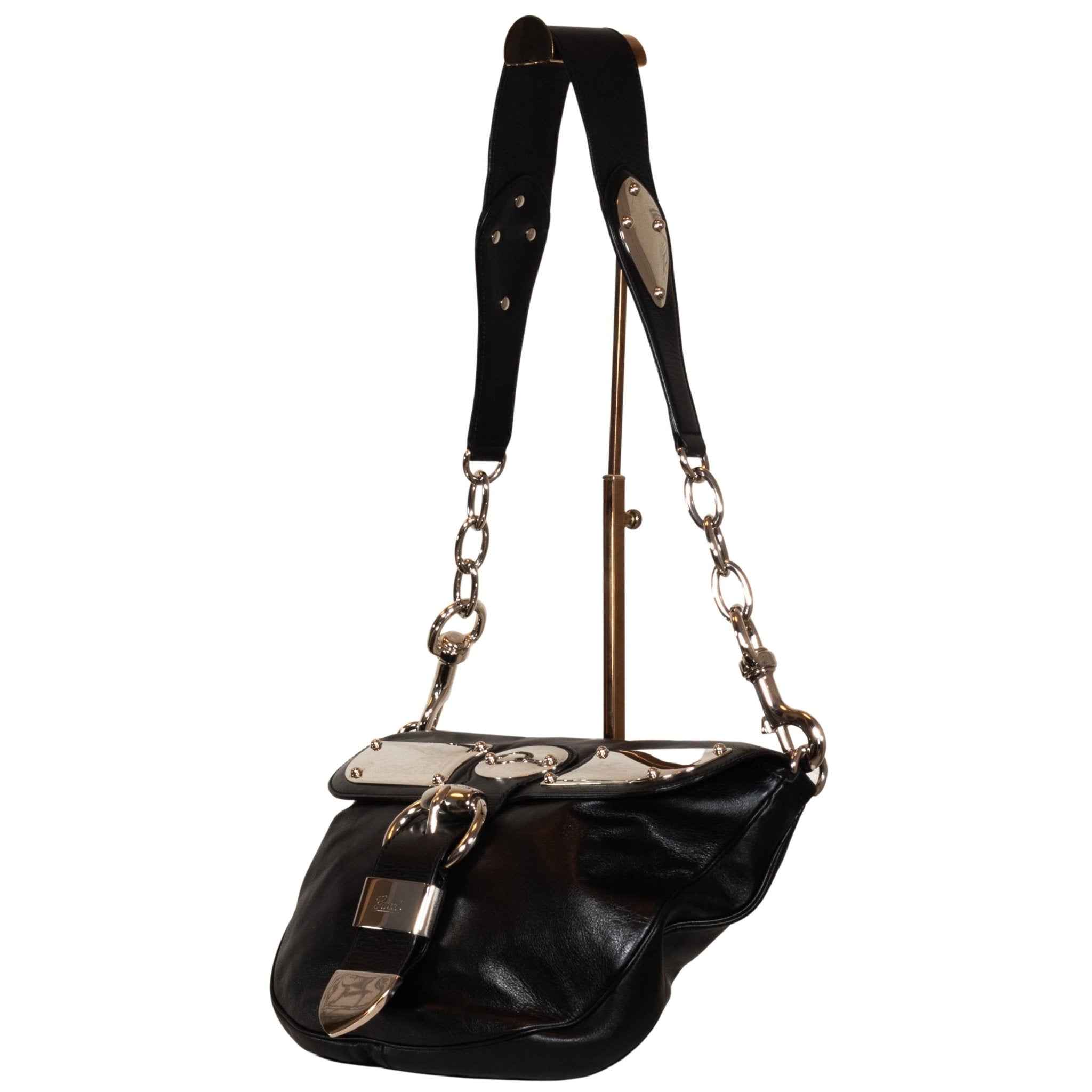 Romy Leather Medium Shoulder Bag Black