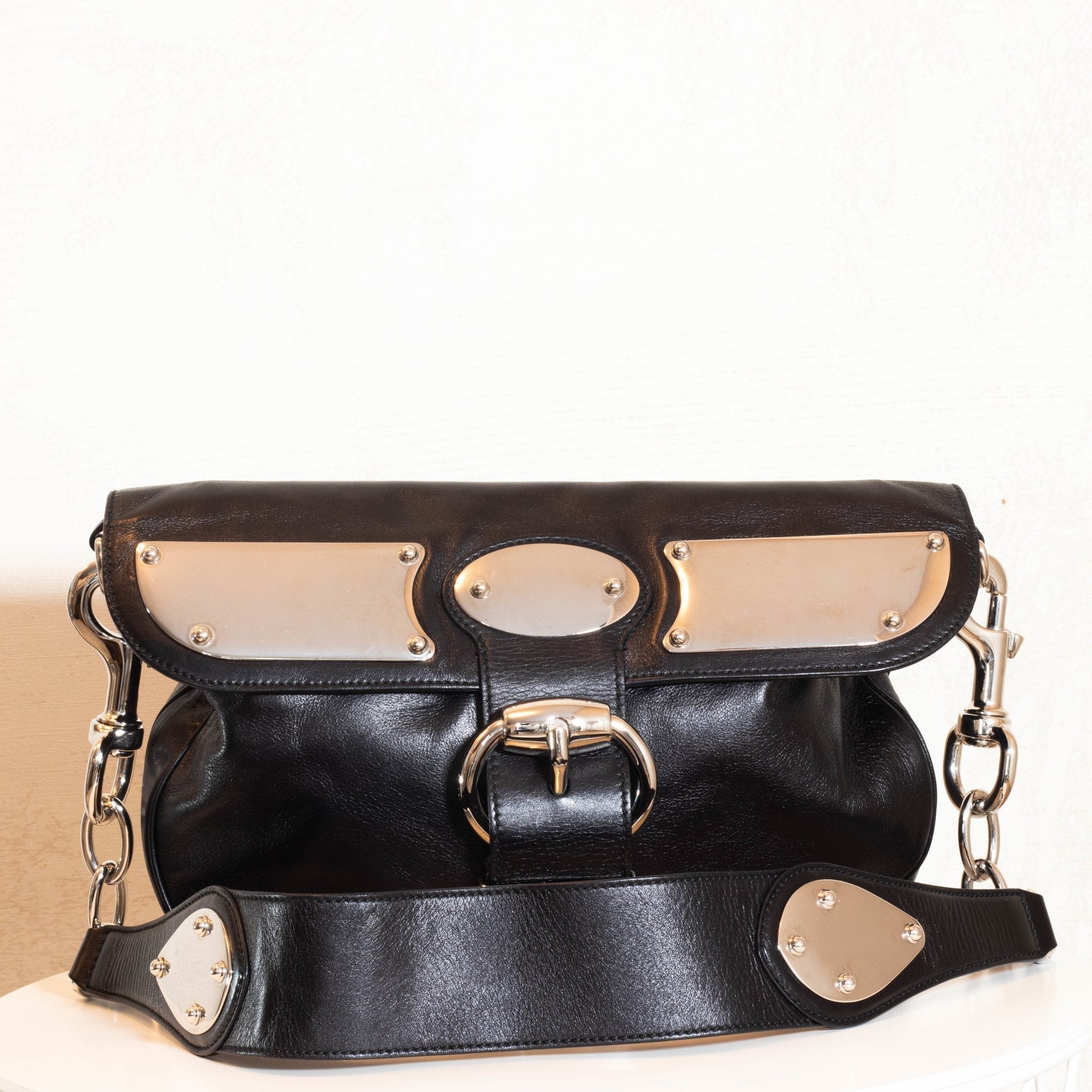 Romy Leather Medium Shoulder Bag Black