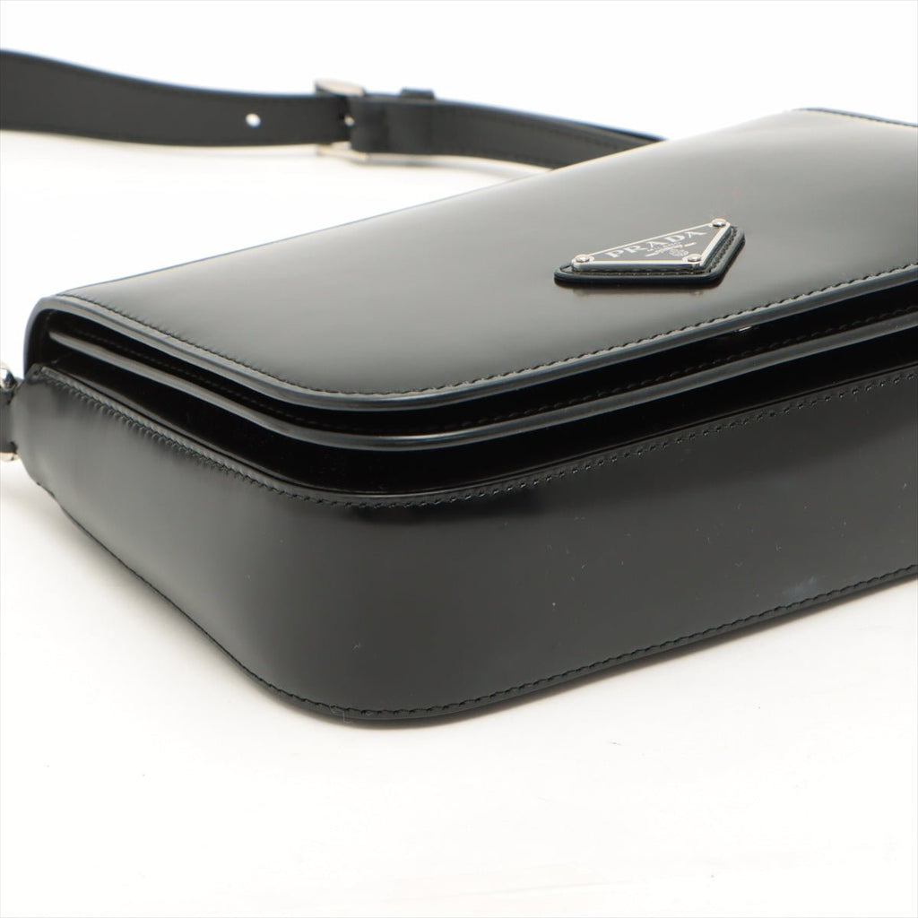 Brushed Leather Black Shoulder Bag