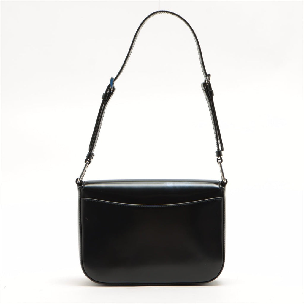 Brushed Leather Black Shoulder Bag